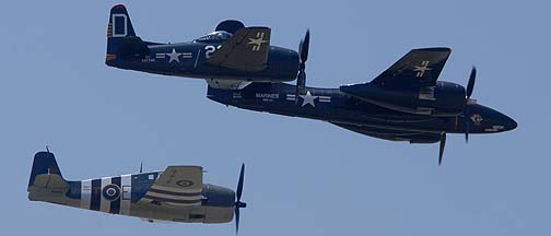 Grumman F8F-2 Bearcat NX224RD F7F-3N N805MB Big Bossman,and F6F-3 Hellcat NX30FG